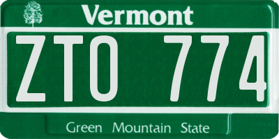 VT license plate ZTO774
