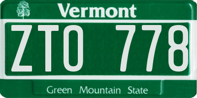 VT license plate ZTO778