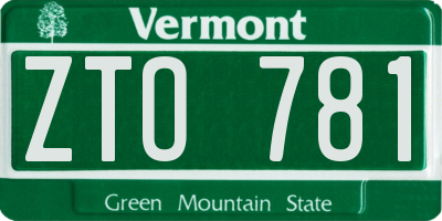 VT license plate ZTO781