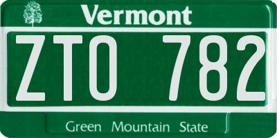 VT license plate ZTO782