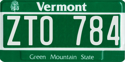 VT license plate ZTO784