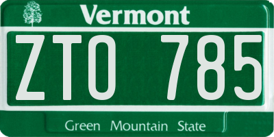 VT license plate ZTO785