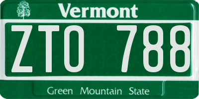 VT license plate ZTO788