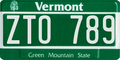 VT license plate ZTO789