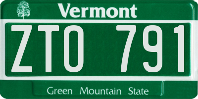 VT license plate ZTO791