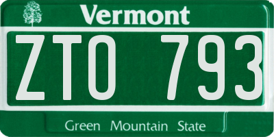 VT license plate ZTO793