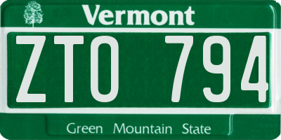 VT license plate ZTO794