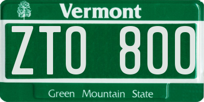 VT license plate ZTO800