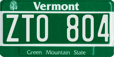 VT license plate ZTO804
