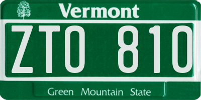 VT license plate ZTO810