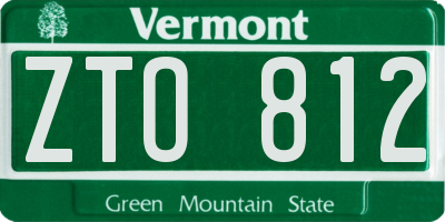 VT license plate ZTO812