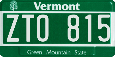 VT license plate ZTO815