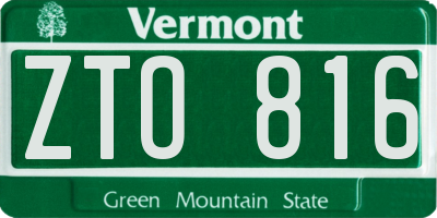 VT license plate ZTO816