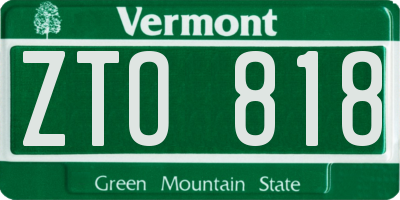 VT license plate ZTO818