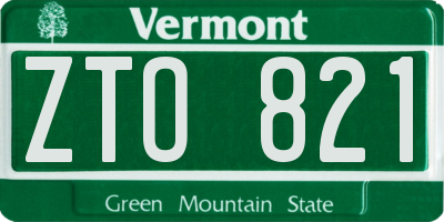 VT license plate ZTO821