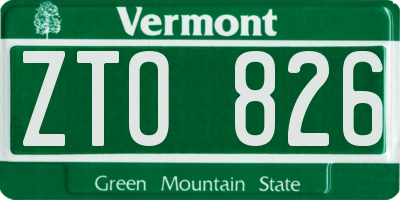 VT license plate ZTO826