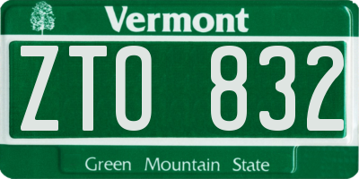 VT license plate ZTO832