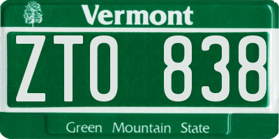 VT license plate ZTO838
