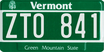 VT license plate ZTO841