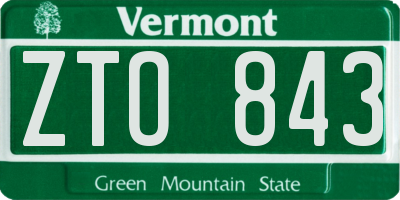 VT license plate ZTO843