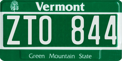 VT license plate ZTO844