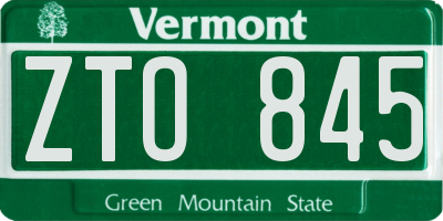 VT license plate ZTO845