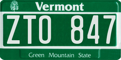 VT license plate ZTO847