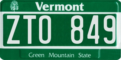 VT license plate ZTO849