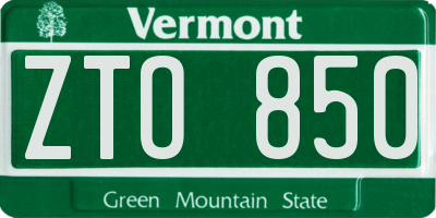 VT license plate ZTO850