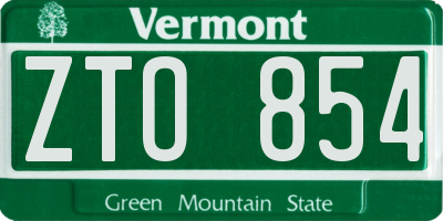 VT license plate ZTO854