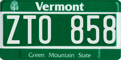 VT license plate ZTO858