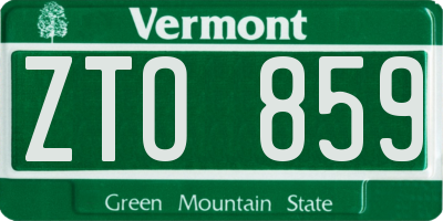 VT license plate ZTO859