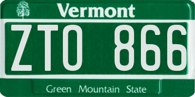 VT license plate ZTO866