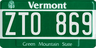 VT license plate ZTO869