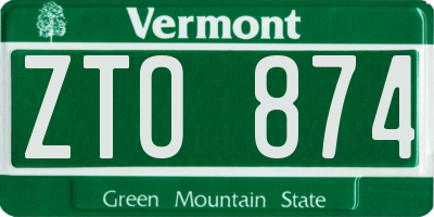 VT license plate ZTO874