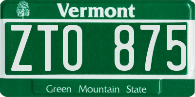 VT license plate ZTO875