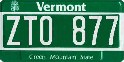 VT license plate ZTO877