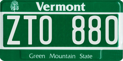 VT license plate ZTO880