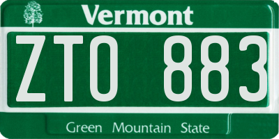 VT license plate ZTO883