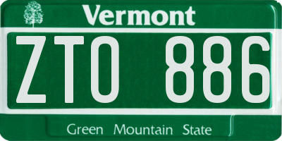 VT license plate ZTO886