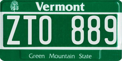 VT license plate ZTO889