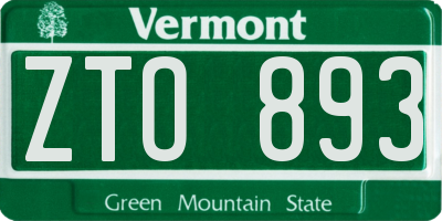VT license plate ZTO893