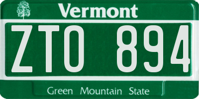 VT license plate ZTO894