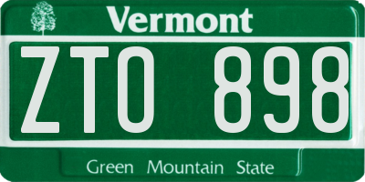 VT license plate ZTO898