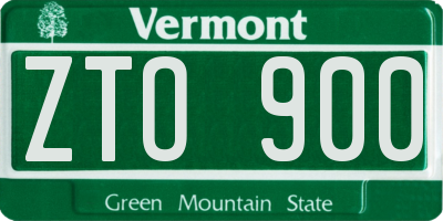 VT license plate ZTO900