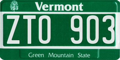 VT license plate ZTO903