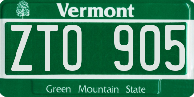 VT license plate ZTO905