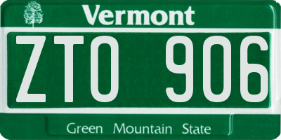 VT license plate ZTO906