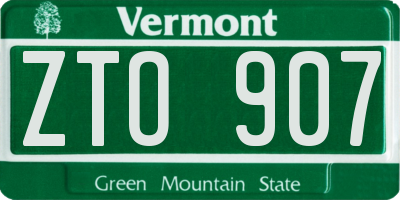VT license plate ZTO907