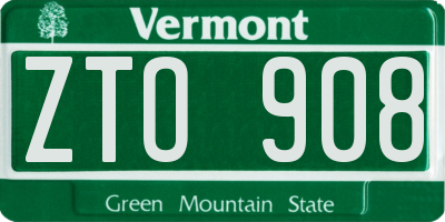 VT license plate ZTO908